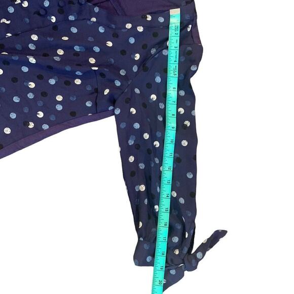 NWOT Fortune + Ivy Stitch Fix | Navy Polka Dot V-neck 3/4 Sleeve Top Blouse | XS - Picture 8 of 9
